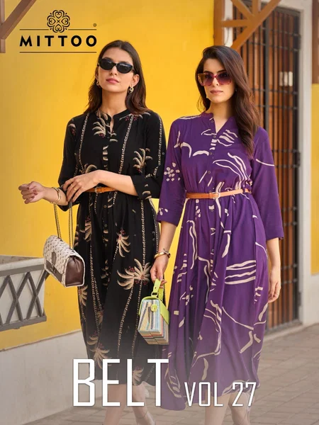 Belt Vol 27 By Mittoo Rayon Printed Casual Wear Designer Kurtis
