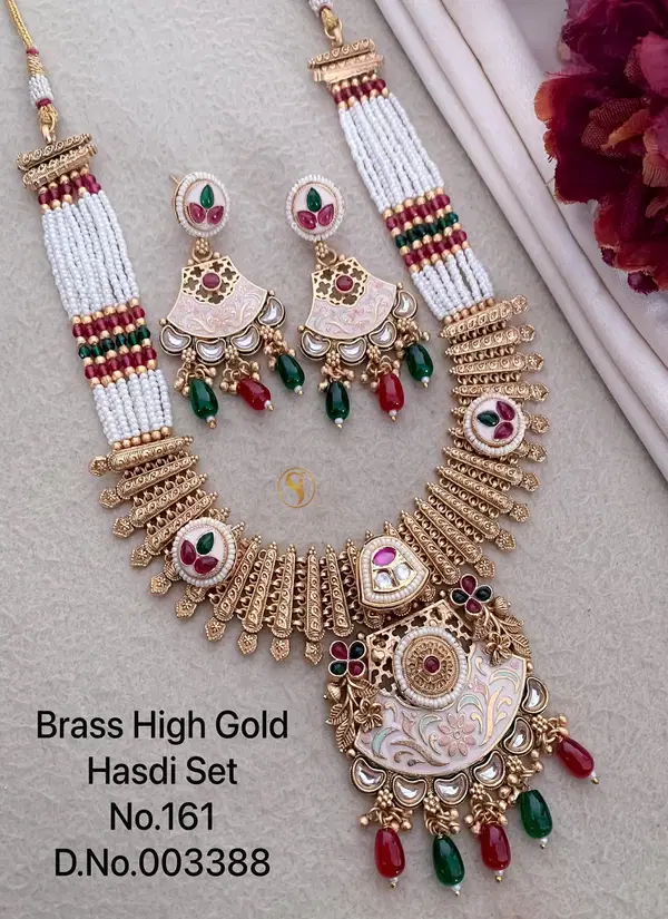 BH 338 Brass High Gold Bridal Wedding Hasadi Set Wholesale Price In Surat
