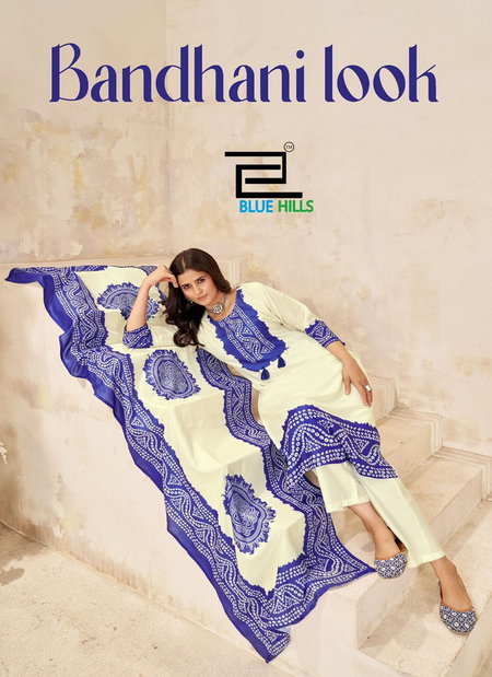 Bandhani Look By Blue Hills Poly Masleen Kurtis With Bottom Dupatta Orders In India