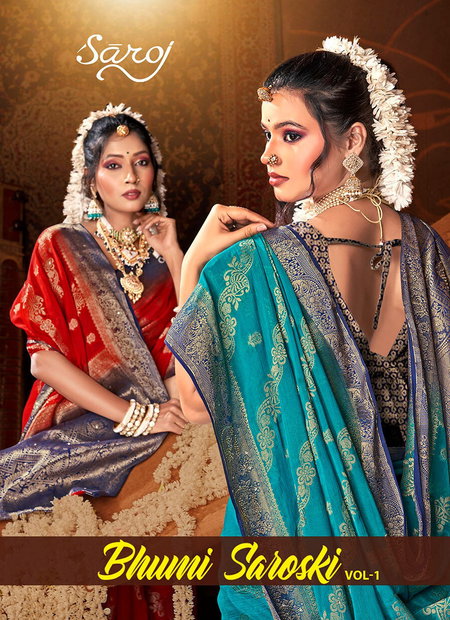 Bhumi Saroski Vol 1 By Saroj Chinon Silk Wholesale Saree Suppliers In Mumbai