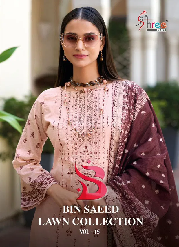 Bin Saeed Lawn Collection Vol 15 By Shree Cotton Pakistani Suit Wholesalers In Delhi