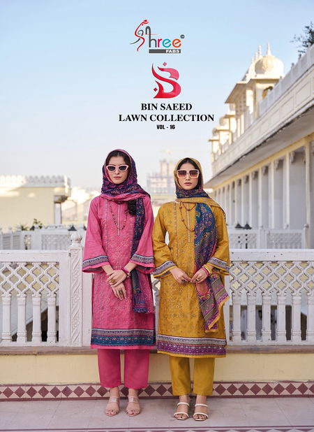 Bin Saeed Lawn Collection Vol 16 By Shree Cotton Pakistani Suit Wholesalers In Delhi Catalog