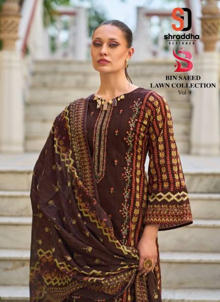 Bin Saeed Lawn Collection Vol 9 By Shraddha Embroidery Cotton Pakistani Suit Wholesale Online
