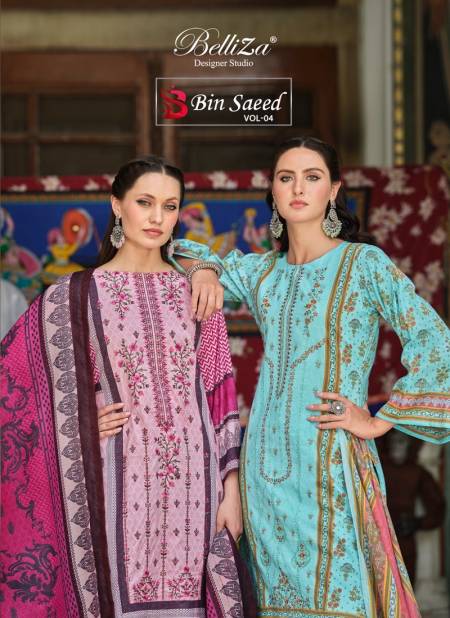 Bin Saeed Vol 4 By Belliza Summer Digital Printed Pure Cotton Dress Material Wholesalers In Delhi
 Catalog