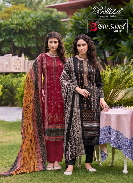 Bin Saeed Vol 5 By Belliza Cotton Digital Printed Dress Material Wholesale Price In Surat
