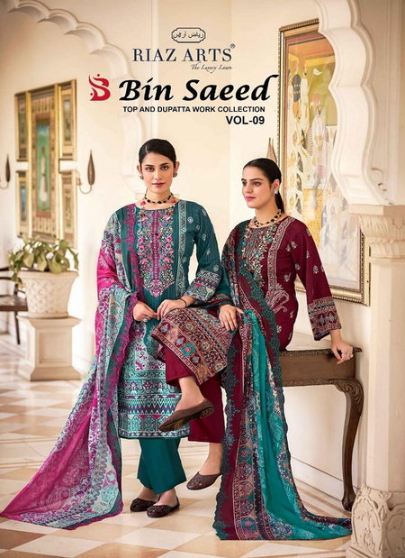 Bin Saeed Vol 9 By Riaz Arts Cotton Printed Dress Material Exporters In India