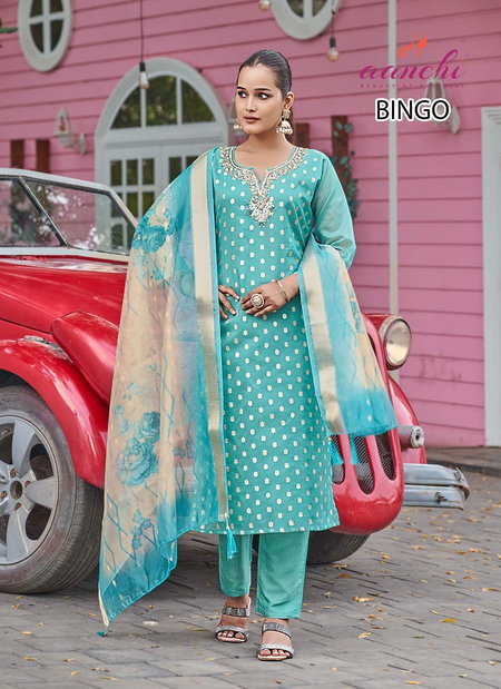 Bingo By Aanchi Shimmer Kurti With Bottom Dupatta Suppliers In India