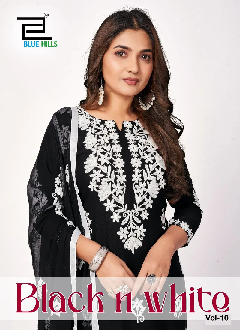 Black And White Vol 10 By Blue Hills Rayon Kurti With Bottom Online Wholesale Catalog