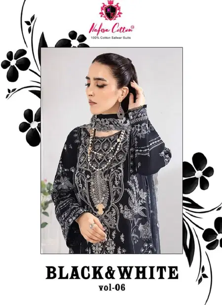 Black And White Vol 6 By Nafisa Karachi Cotton Dress Material Wholesale Price In Surat
 Catalog