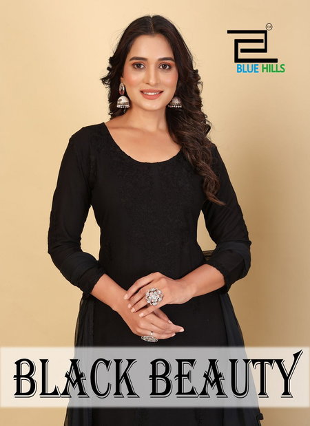 Black Beauty By Blue Hills Rayon Online Kurti With Bottom Dupatta Wholesale