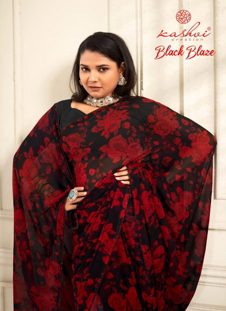 Black Blaze By Kashvi Daily Wear Georgette Sarees Wholesale Online
