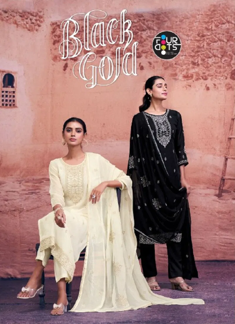 Black Gold By Four Dots Glass Organza Designer Salwar Kameez Suppliers In India Catalog