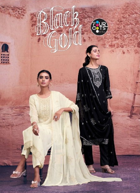 Black Gold By Four Dots Glass Organza Designer Salwar Kameez Suppliers In India