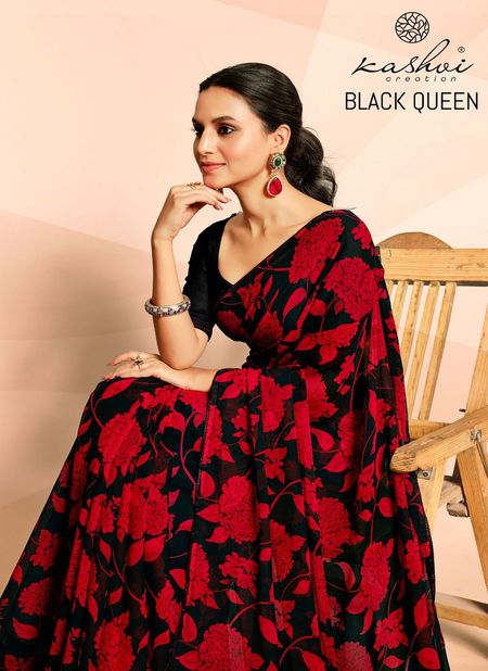 Black Queen By Kashvi Georgette Fancy Sarees Wholesale Market In Surat Catalog