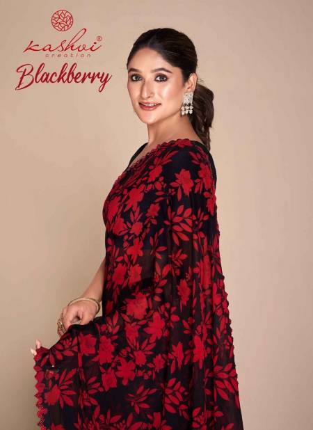 Blackberry By Kashvi Printed Pure Georgette Sarees Wholesale Price In Surat