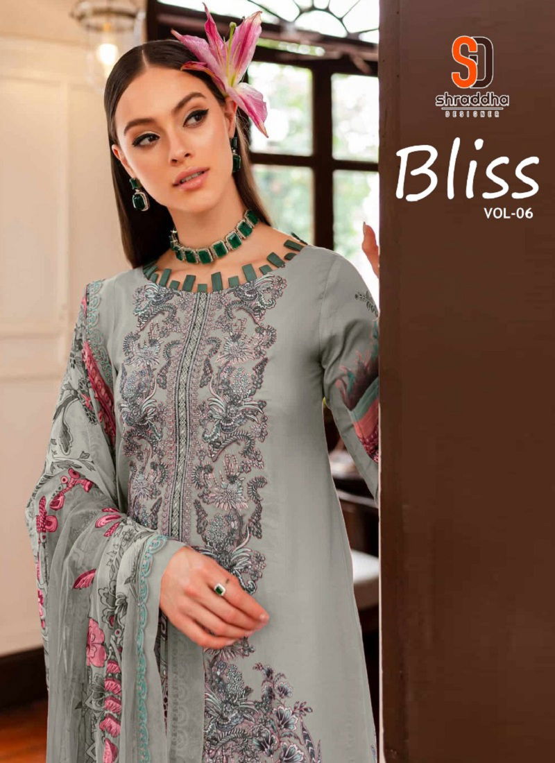 Bliss Vol 6 By Shraddha Printed Lawn Cotton Pakistani Suits Online Wholesale Catalog