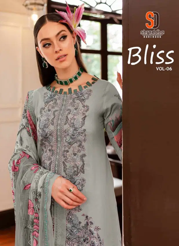 Bliss Vol 6 By Shraddha Printed Lawn Cotton Pakistani Suits Online Wholesale