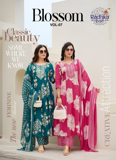Blossom Vol 7 By Radhika Cotton Printed Online Kurti With Bottom Dupatta Wholesale