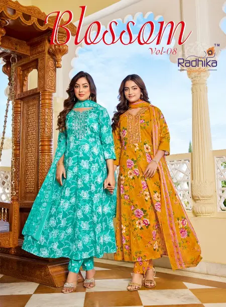 Blossom Vol 8 By Radhika Cotton Printed Wholesale Anarkali Kurti Set In India