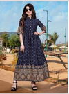 Navy Bue Festive Wear Designer Long Gown Rang vol 3 Reyon Foil Print Collection 