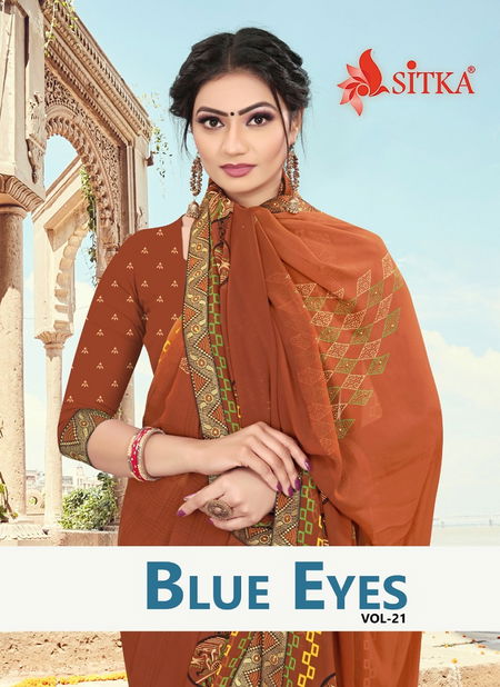 Blue Eyes 21 Latest Fancy Regular Wear Weightless Georgette Printed Sarees Collection
 Catalog