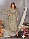 Blue Hills Belt 3 Fancy Party Wear Printed Rayon Designer Long Kurti Collection