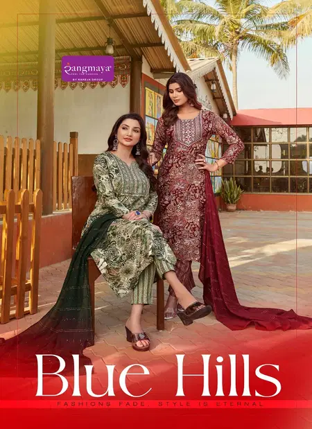 Blue Hills By Rangmaya Rayon Kurti With Bottom Dupatta Suppliers In India