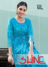 Blue Hills Shine Latest Fancy Designer Ethnic Wear Rayon Gold Print Kurtis Collection
