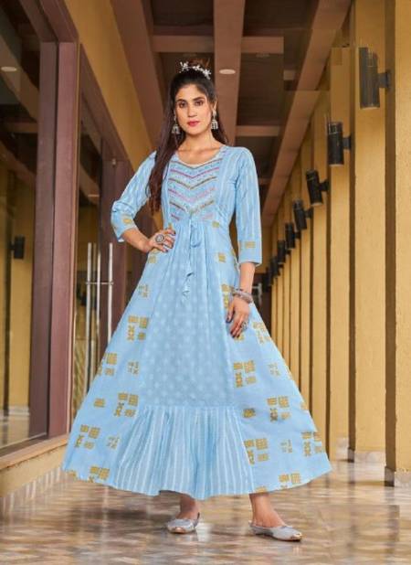 Blue Hills Sizzling Fancy Party Wear Cotton Printed Long Anarkali Kurti Collection