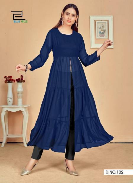 Blue Hills Tokyo Georgette Fancy Kurti Designer Long Kurtis