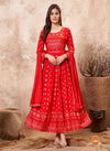 Bonie Pushpa Rayon Festive Wear Long Anarkali Kurti With Dupatta Collection