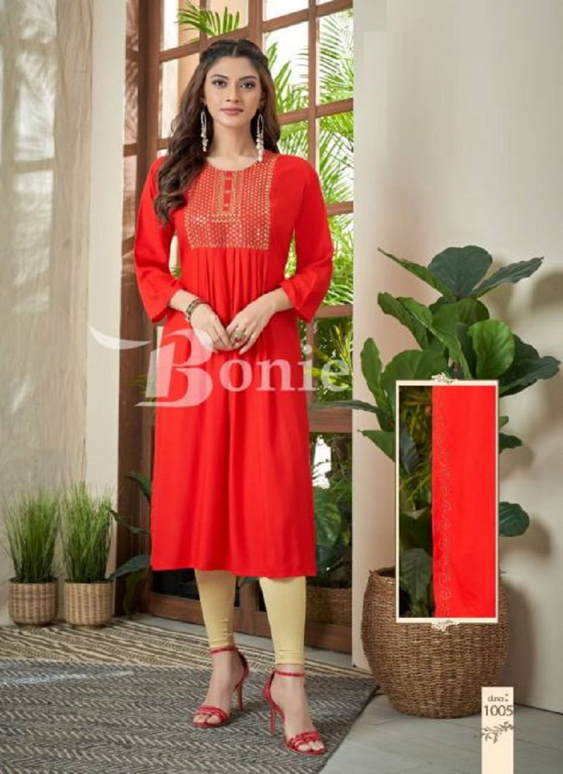 Bonie Zeal Nyra Cut Exclusive Wear Designer Wholesale Kurti Collection