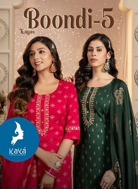 Boondi 5 By Kaya Straight Cut Rayon Printed Kurti With Bottom Dupatta Orders In India Catalog