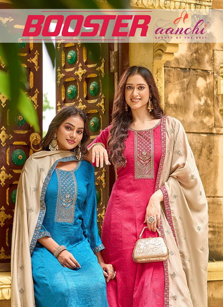 Booster By Aanchi Fancy Fabric Kurti With Bottom Dupatta Wholesale Market In Surat
