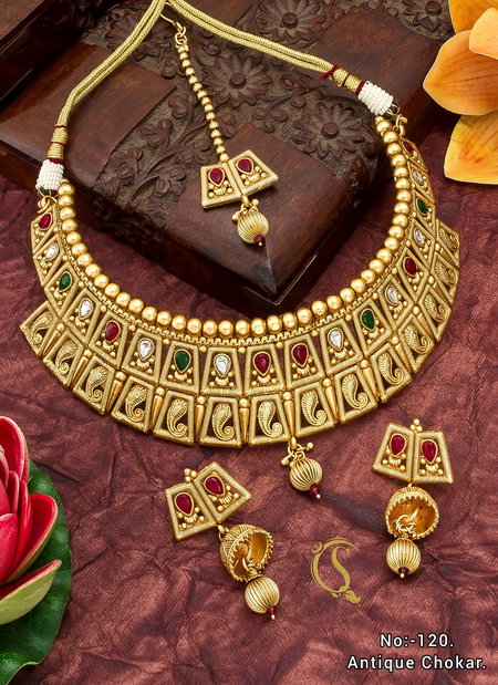 Brass High Gold Rajwadi Choker Set Wholesale Shop In Surat
