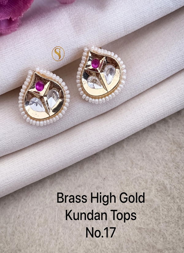 Brass High Gold Small Designer Kundan Tops 2 Wholesale Price
