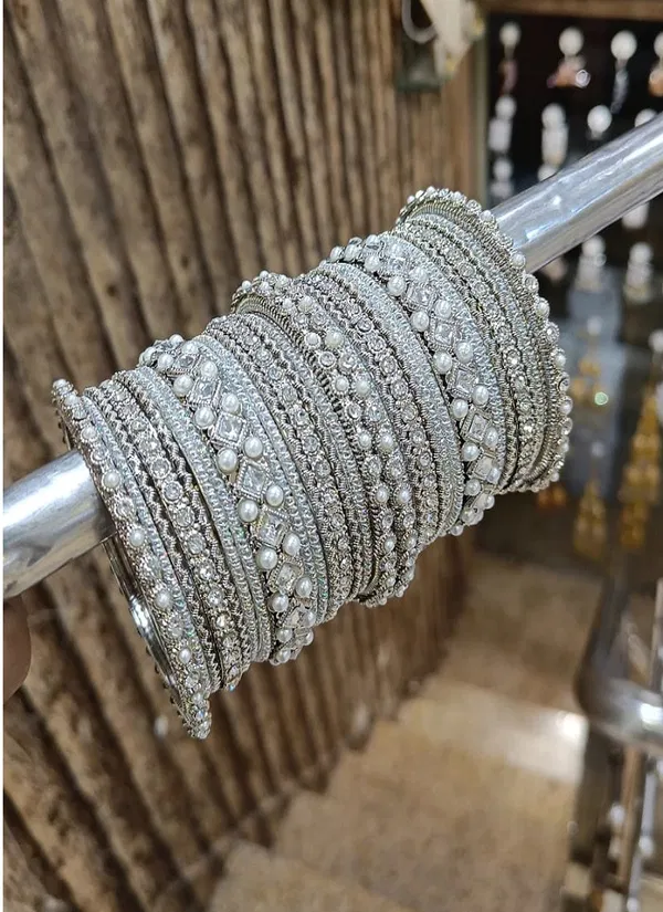 Bridal Wedding Wear Copper And Silver Bangles Set Wholesale Online
