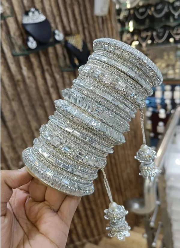 Bridal Wedding Wear Golden And Silver Bangles Set Wholesale Online
