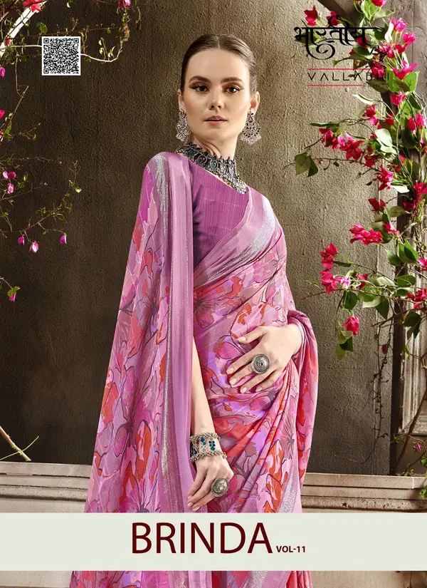 Brinda Vol 11 By Vallabhi Chiffon Printed Sarees Suppliers In India