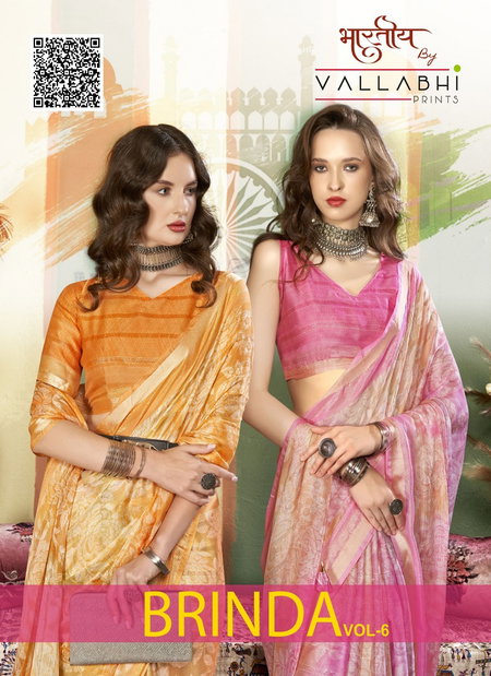Brinda Vol 6 By Vallabhi Chiffon Printed Sarees Wholesale Shop In Surat