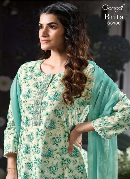 Brita By Ganga Cotton Printed Embroidery Wholesale Salwar Suit In India