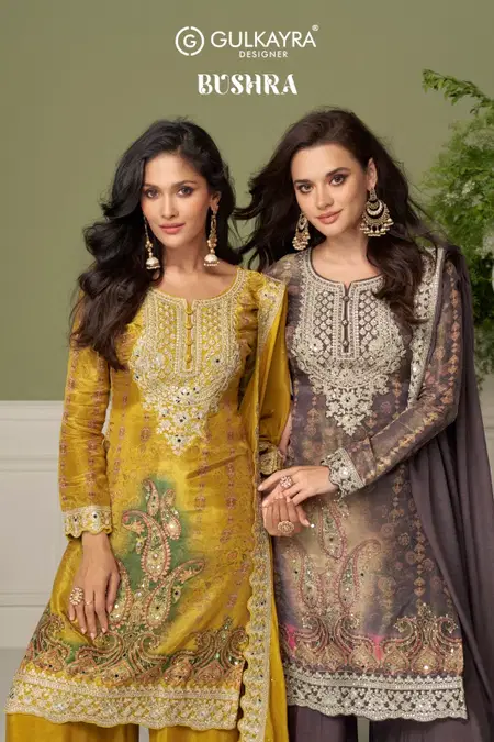 Bushra By Gulkayra Chinon Printed Embroidery Readymade Suits Suppliers In India