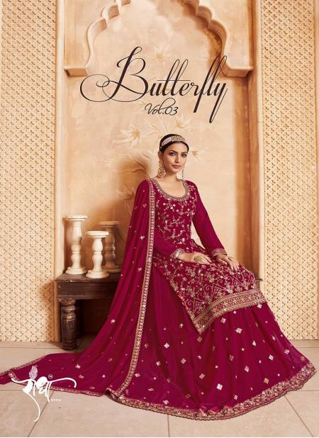 Butter Fly Volume 3 By Radha 1121 To 1124 Georgette Wholesale Wedding Salwar Suit In Delhi Catalog