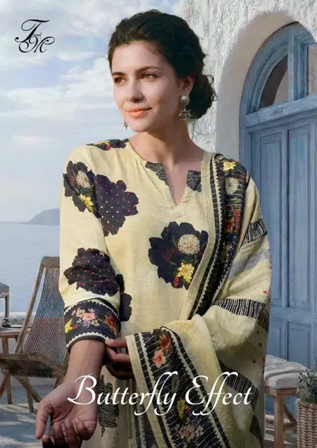 Butterfly Effect By T&M Linen Jari Printed Embroidery Dress Material Suppliers In India
