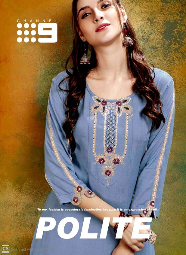 C9 Polite Latest Casual Wear Designer Rayon Slub with Fancy Embroidery Sleeves Work Kurti With Bottom Collection 