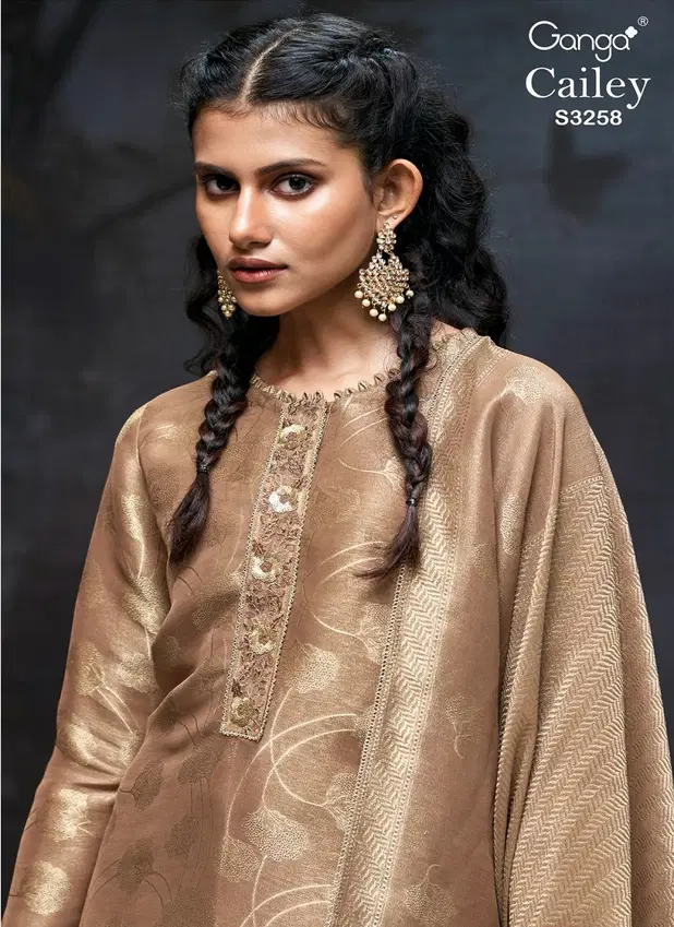 Cailey 3258 By Ganga Bemberg Silk Dress Material Exporters In India