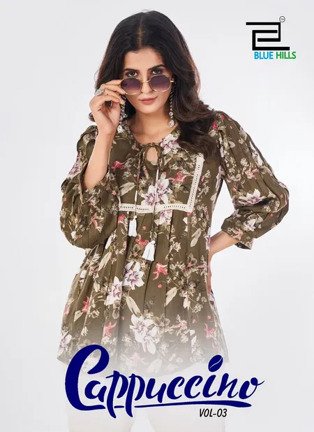 Cappuccino Vol 3 By Blue Hills Rayon Printed Ladies Top Wholesale Shop In Surat Catalog