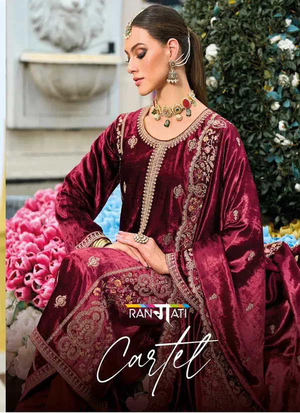 Cartel By Rangati Viscose Velvet Embroidery Designer Salwar Suits Wholesale Shop In Surat
