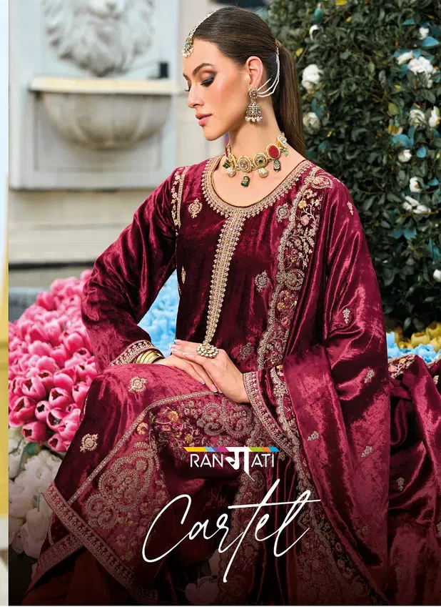 Cartel By Rangati Viscose Velvet Embroidery Designer Salwar Suits Wholesale Shop In Surat
