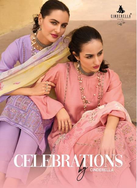 Celebration By Cinderella Muslin Embroidery Designer Salwar Suits Wholesale Market In Surat Catalog